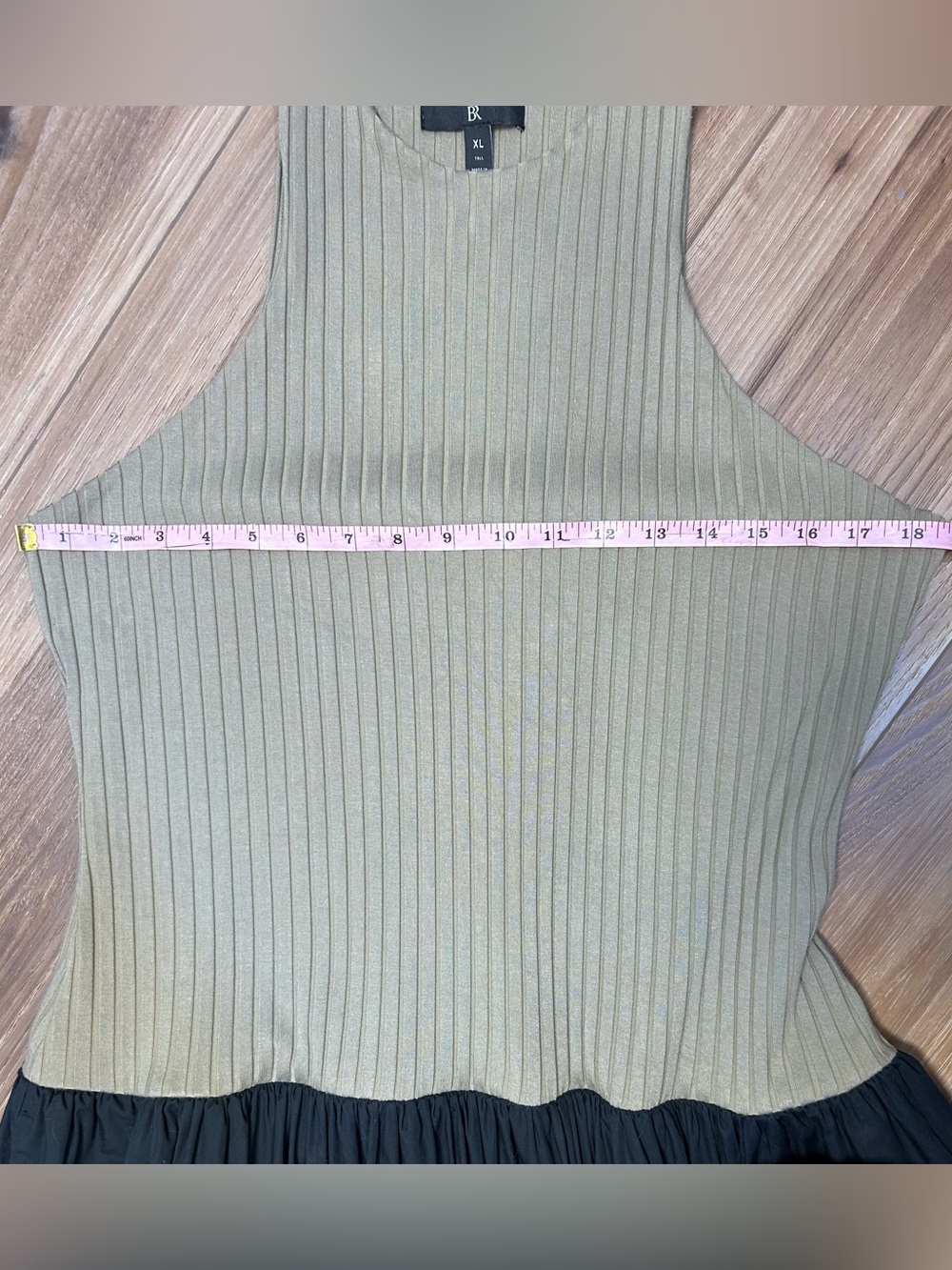 Banana Republic Black & Khaki Ribbed Tank Maxi Dress Size XLT xl tall drop waist - Picture 10 of 11
